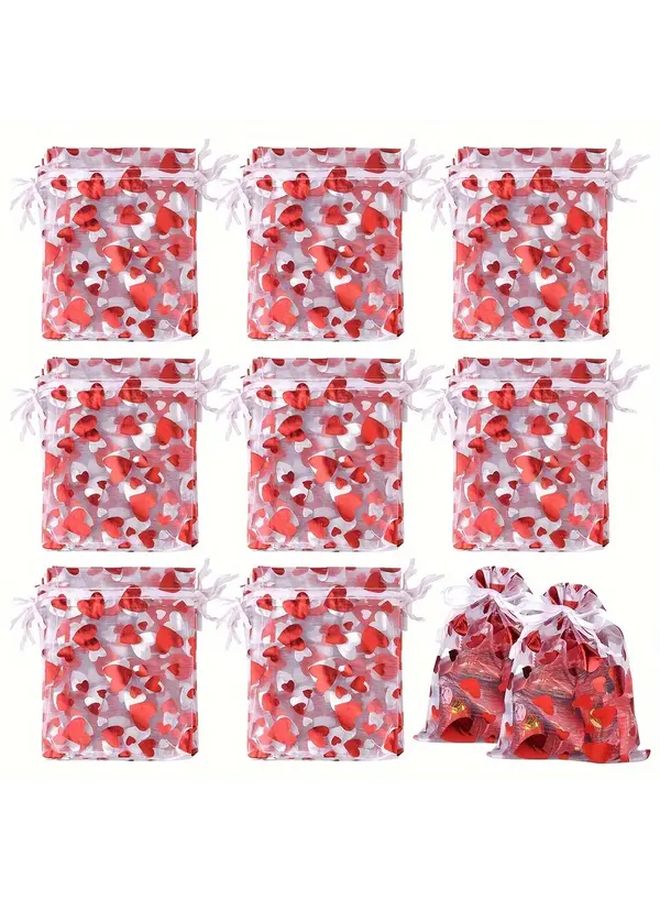 40 Pack Mini Heart Red Drawstring Gift Bags Valentine Peach Love Mesh Pouches Jewelry Cosmetic Organizer Bags 3.15 3.94 Inches - Image 2