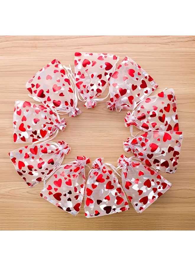 40 Pack Mini Heart Red Drawstring Gift Bags Valentine Peach Love Mesh Pouches Jewelry Cosmetic Organizer Bags 3.15 3.94 Inches - Image 4