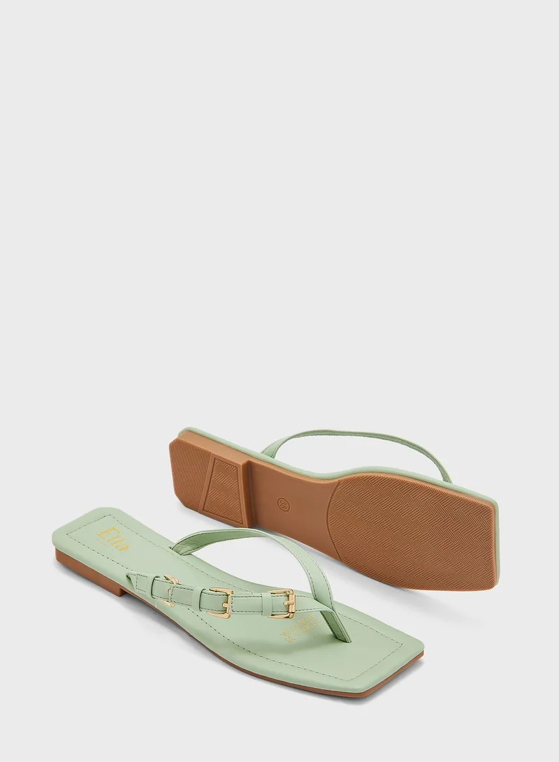 ELLA Square Toe Flat Sandals