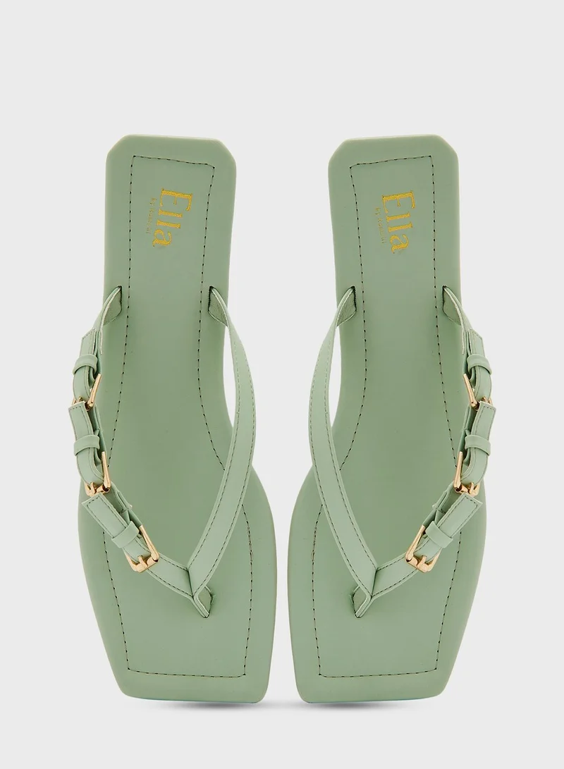 ELLA Square Toe Flat Sandals