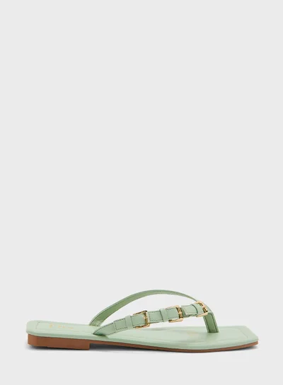 ELLA Square Toe Flat Sandals