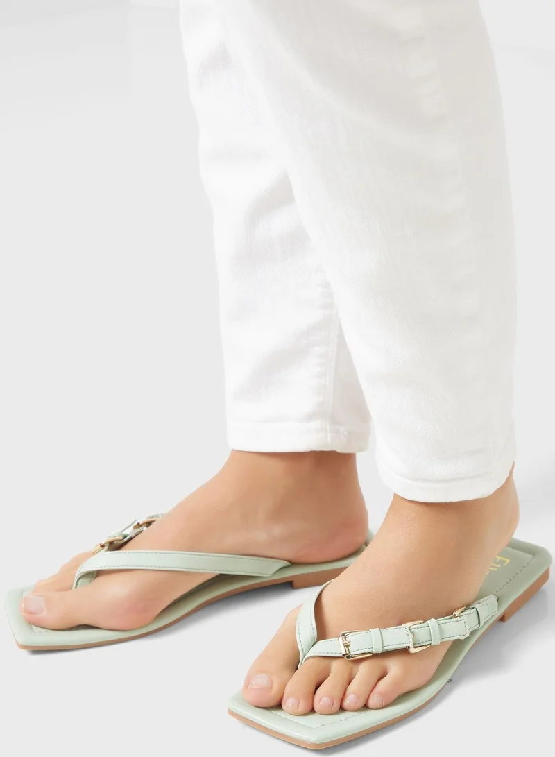 ELLA Square Toe Flat Sandals