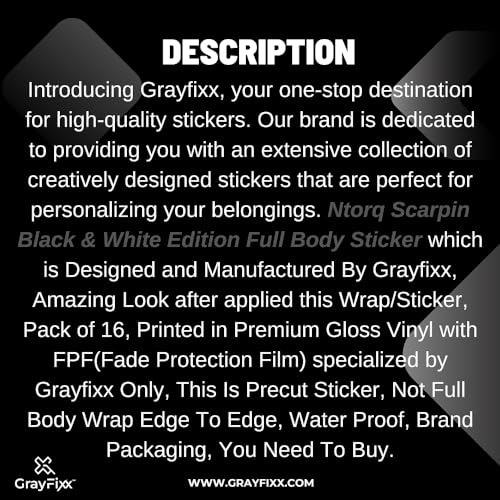 Grayfixx Scarpin Edition Full Body Decal for Ntorq 125 | Made in Premium Gloss Vinyl with FPF F(Fade Protection Film), Waterproof, Precut Sticker, Pack of 1 for Both Side - Image 4