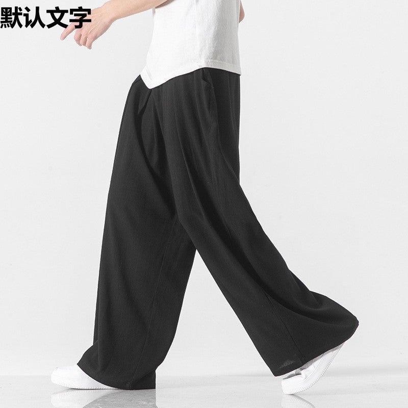 Hanfu Fairy Style Sagging Linen Pants Men'S Straight Casual Trousers Chinese Style Loose Plus Size Ancient Dress Wide Leg Song Pants - Image 5