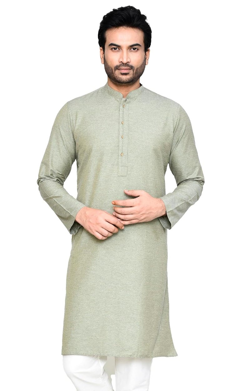 POLY2FAB Hathkargha Men's Khadi Regular Fit Kurta - Solid Pattern Ethnic Wear with Mandarin Collar & Full Sleeves - Image 1