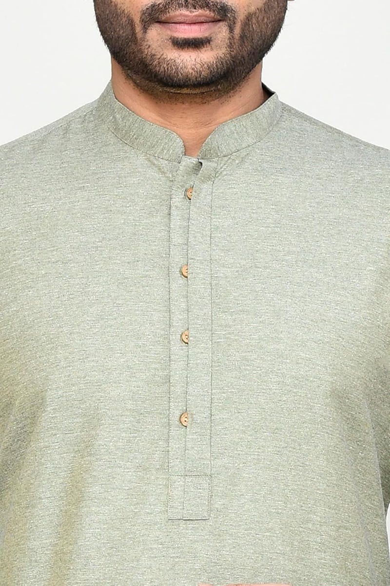 POLY2FAB Hathkargha Men's Khadi Regular Fit Kurta - Solid Pattern Ethnic Wear with Mandarin Collar & Full Sleeves - Image 5