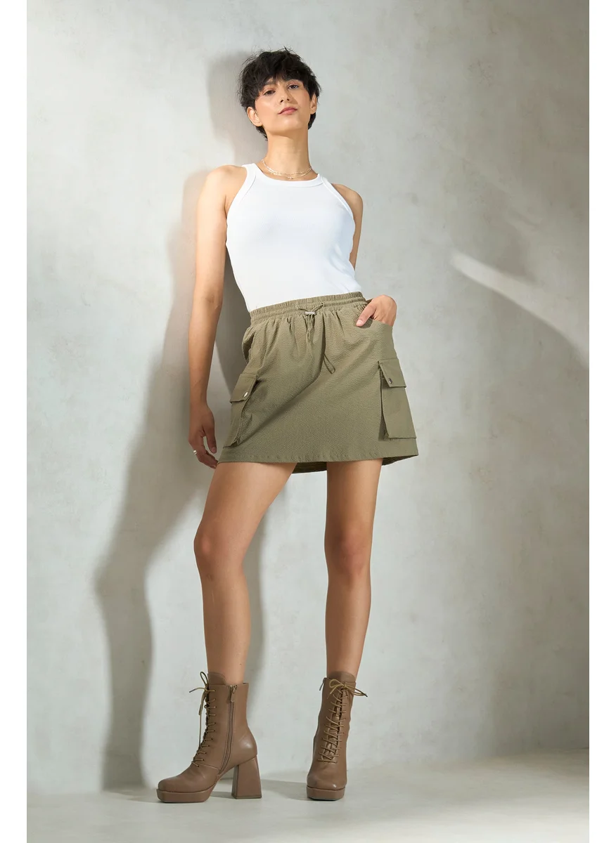 فيرجيو Virgio Women Elasticated Straight Mini Seersucker Skirt
