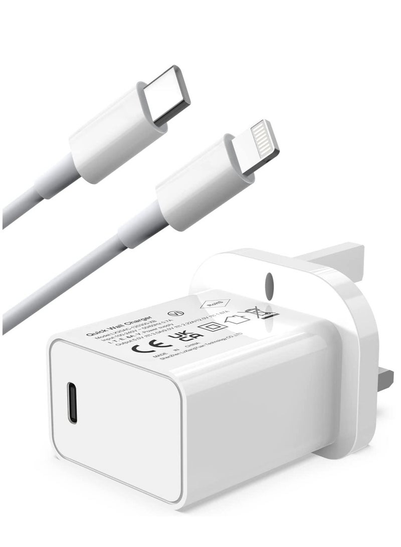 20W PD Fast IPhone Charger [MFi Certified] USB C Power Wall Charger with 3FT CableCompatible with Cable IPhone 13/12 Pro/12 Mini/ 11/11 Pro/XS/Max/XR/X/8 Plus/SE IPod, IPad Mini Pro  - Image 2