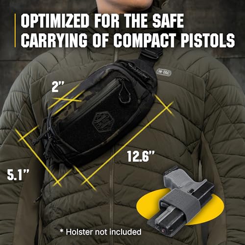 M-TAC MTac Tactical Mens Fanny Pack Waist Belt Bag Waterproof Concealed Carry Fanny Pack For Men Women Cross Body EDC Elite Hex Black - Image 3