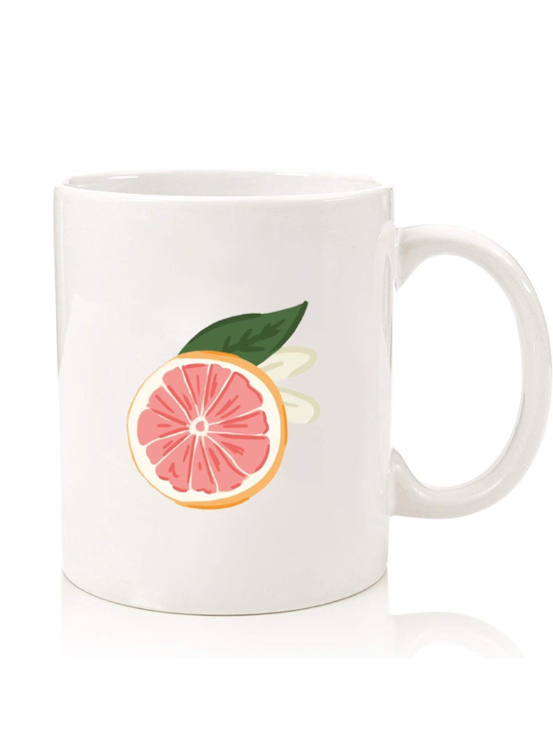 Theodor فنجان قهوة مطبوع بجودة ممتازة من الجهتين لكوب الشاي للاستخدام المنزلي والمكتبي، للأطفال والرجال والنساء، جريب فروت - Image 1