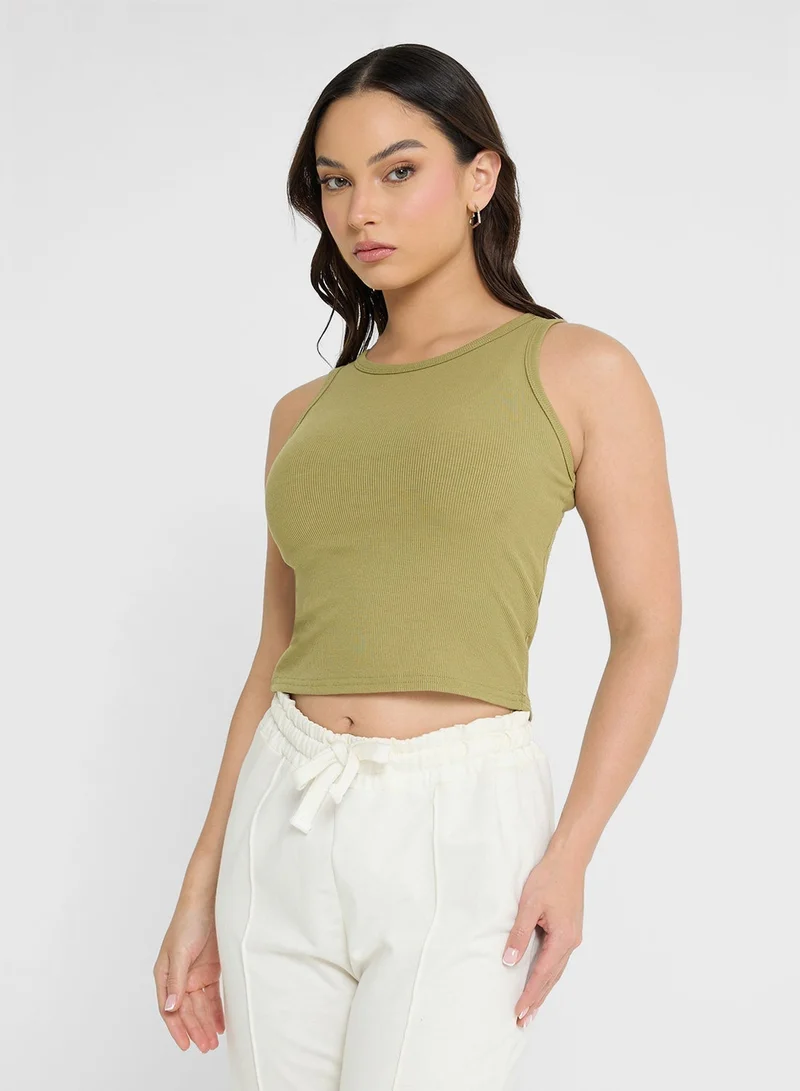 Ginger Basics Solid Ribbed Tank Top