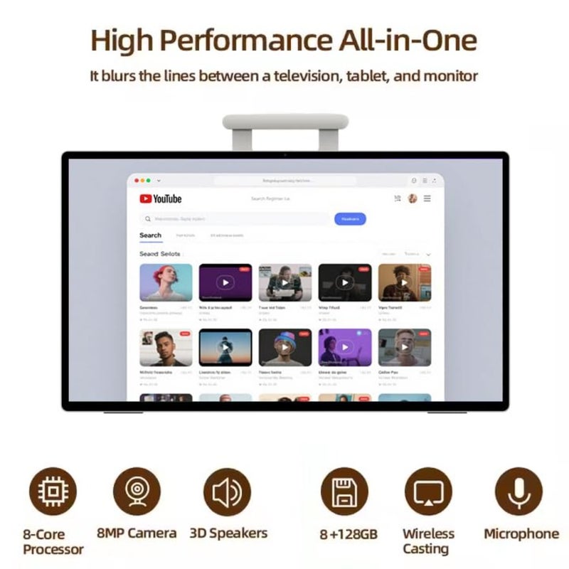 Portable Smart TV for home streaming and video meetings: 24.5-inch FHD 1080P IPS touchscreen, black aluminum alloy body, ultra-thin design with 77.7Wh battery and 20W speakers - Image 4