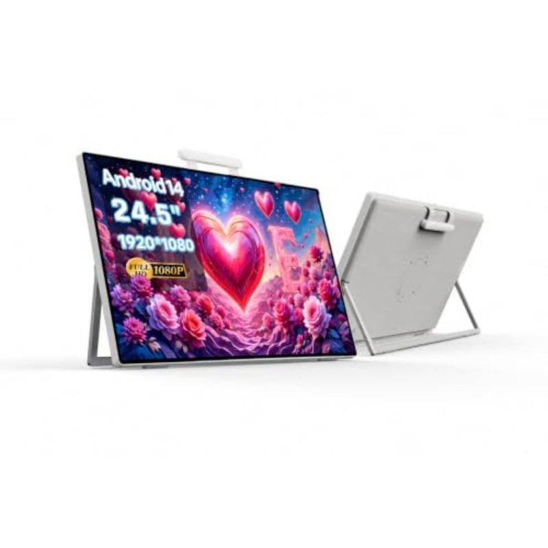 Portable Smart TV for home streaming and video meetings: 24.5-inch FHD 1080P IPS touchscreen, black aluminum alloy body, ultra-thin design with 77.7Wh battery and 20W speakers - Image 1