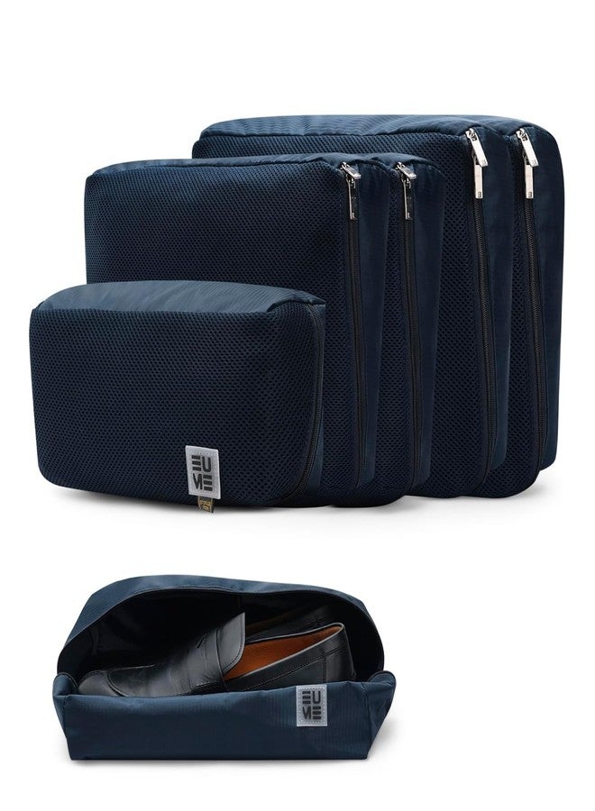 EUME Storage Pods- Polyester Packing Cubes for Men and Women Luggage Travel Organizer set of Packing Bag (2 XL, 2 Large, 1 Medium Toiletry Bag, Shoe bag) (Set of 6, Navy Blue) - Image 1