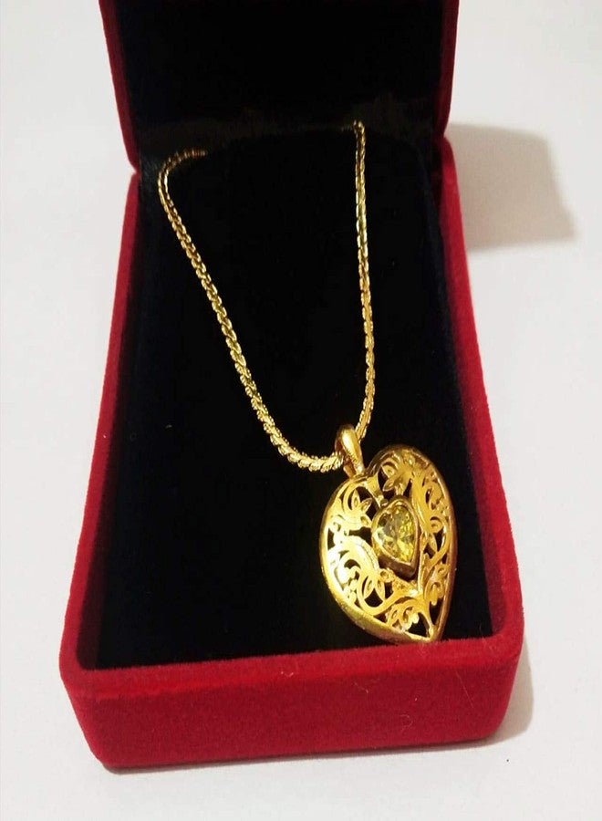 ATHZ Golden love Pendant for Girls Having Yellow citrine stone heart shape golden Pendant chain Necklace with Red Box Packing - Image 4