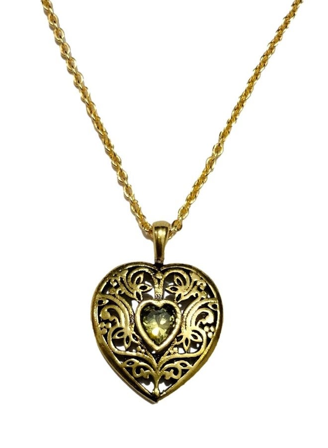 ATHZ Golden love Pendant for Girls Having Yellow citrine stone heart shape golden Pendant chain Necklace with Red Box Packing - Image 1