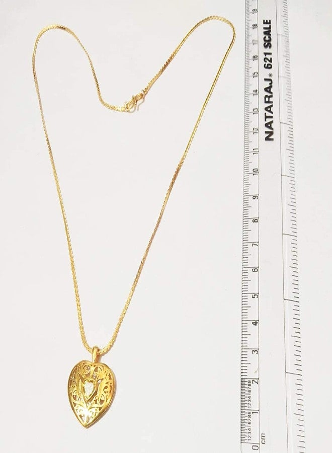 ATHZ Golden love Pendant for Girls Having Yellow citrine stone heart shape golden Pendant chain Necklace with Red Box Packing - Image 3