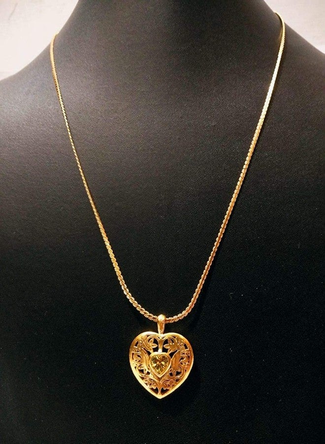 ATHZ Golden love Pendant for Girls Having Yellow citrine stone heart shape golden Pendant chain Necklace with Red Box Packing - Image 5