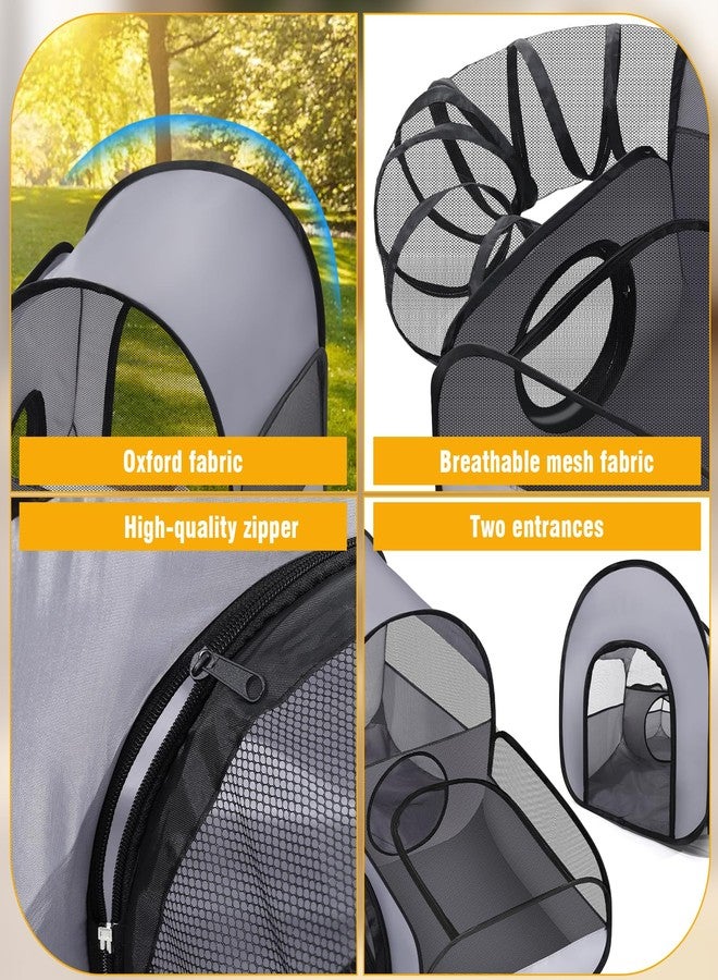 TailTastic Portable Cat Playpen with Surround Tunnel, 2-Linked-Enclosed Areas, Ideal Cat Tent Outdoor or Cat Playpen for Indoor Cats Enclosed.Breathable Mesh Design for Indoor & Outdoor Use(Grey) - Image 5
