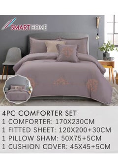 SMART HOME Embroidered quilt set for one person, double-sided quilt, 4-piece bedspread, 4-piece filling quilt, 100% microfiber quilt size 170X230cm  - Image 1