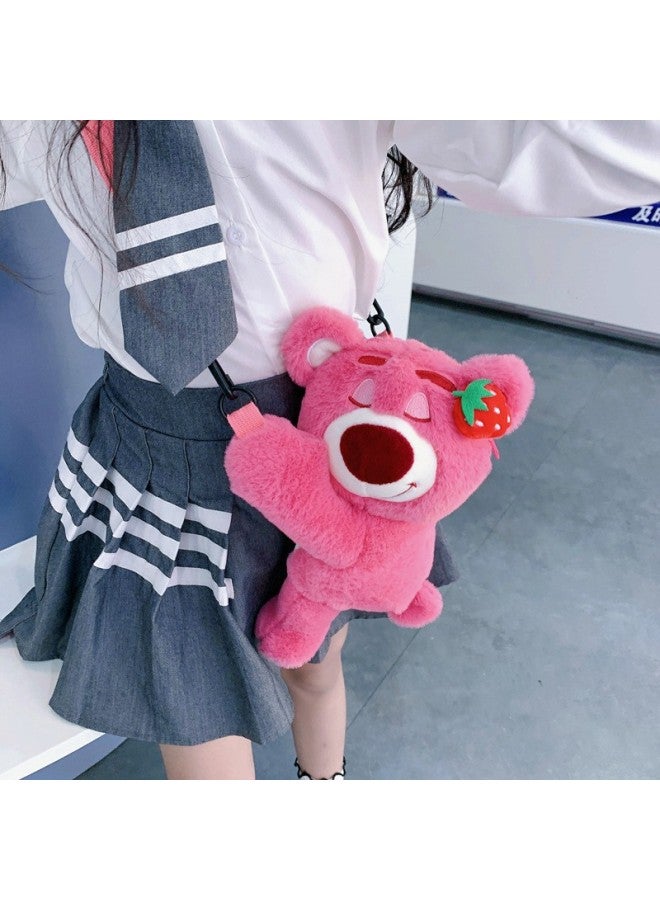 Letter Square Bag Blue And White Bear Bag Donald Duck Chain Strawberry Chain Handbag Doll Doll Machine Grab Gift-Specifications:Long Hair Big Hand Purple - Image 4