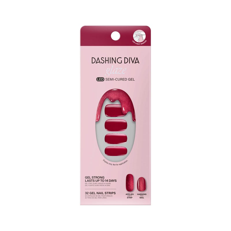 Dashing Diva Glaze Effects Nail Strip Set - Ruby Red Apple - Long Lasting, Chip Resistant, Semi-Cured Gel Nails - 4-Piece Manicure Set with 32 Strips - Image 1