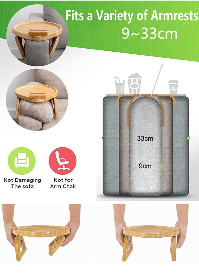 Occuwzz - Sofa Tray Table Couch Armrest Table with 360° Rotating - Image 1