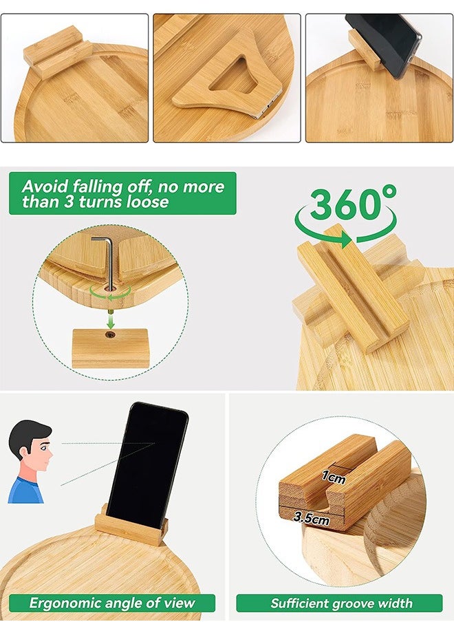 Occuwzz - Sofa Tray Table Couch Armrest Table with 360° Rotating - Image 1