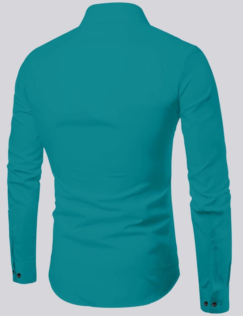 Bellstone Men's Solid Lustre Cotton Regular Fit Full Sleeve Collared Neck Casual Shirt for Men Stylish Latest | Lightweight Breathable Fabric |Stylish Solid Shirt for Office & Everyday Wear - Image 2