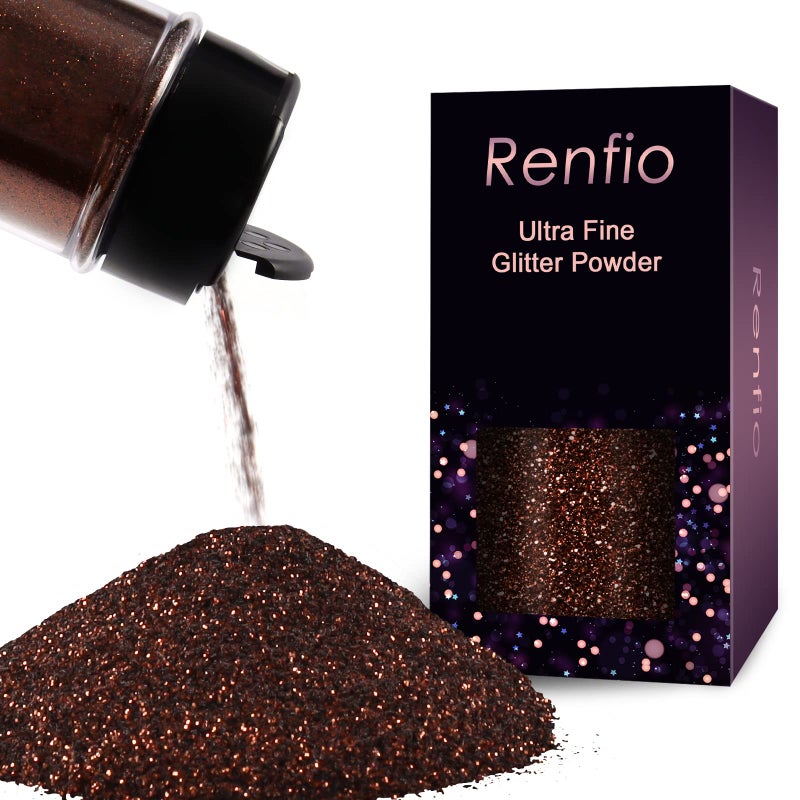 Renfio Ultra Fine Glitter Powder Metallic Resin Glitter 211 Oz 60g PET Flakes Crafts Sequins 1128 0008 02mm Epoxy Chips Flakes for Tumblers Slime Decoration Royal Brown