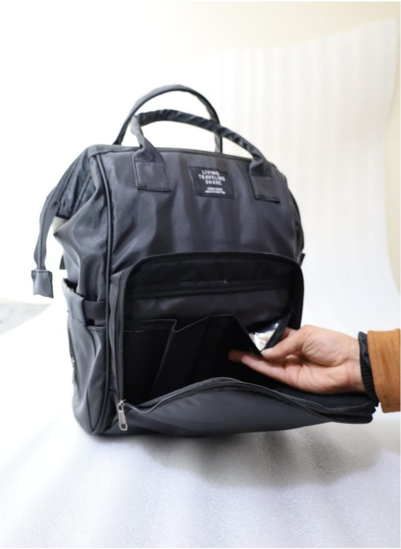 Generic Baby diaper bag, waterproof, suitable for carrying all baby items, with an attractive design and high quality (Black)  - Image 3