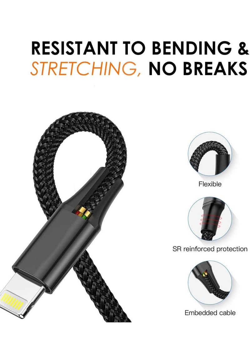 كاسابيلا دى براند كابل شحن متعدد 3 في 1، USB-A إلى USB-C، Micro-USB، وموصل Lightning - سلك شحن سريع مضفر من النايلون المتين للهواتف والأجهزة اللوحية والكاميرات والأجهزة الأخرى - Image 2