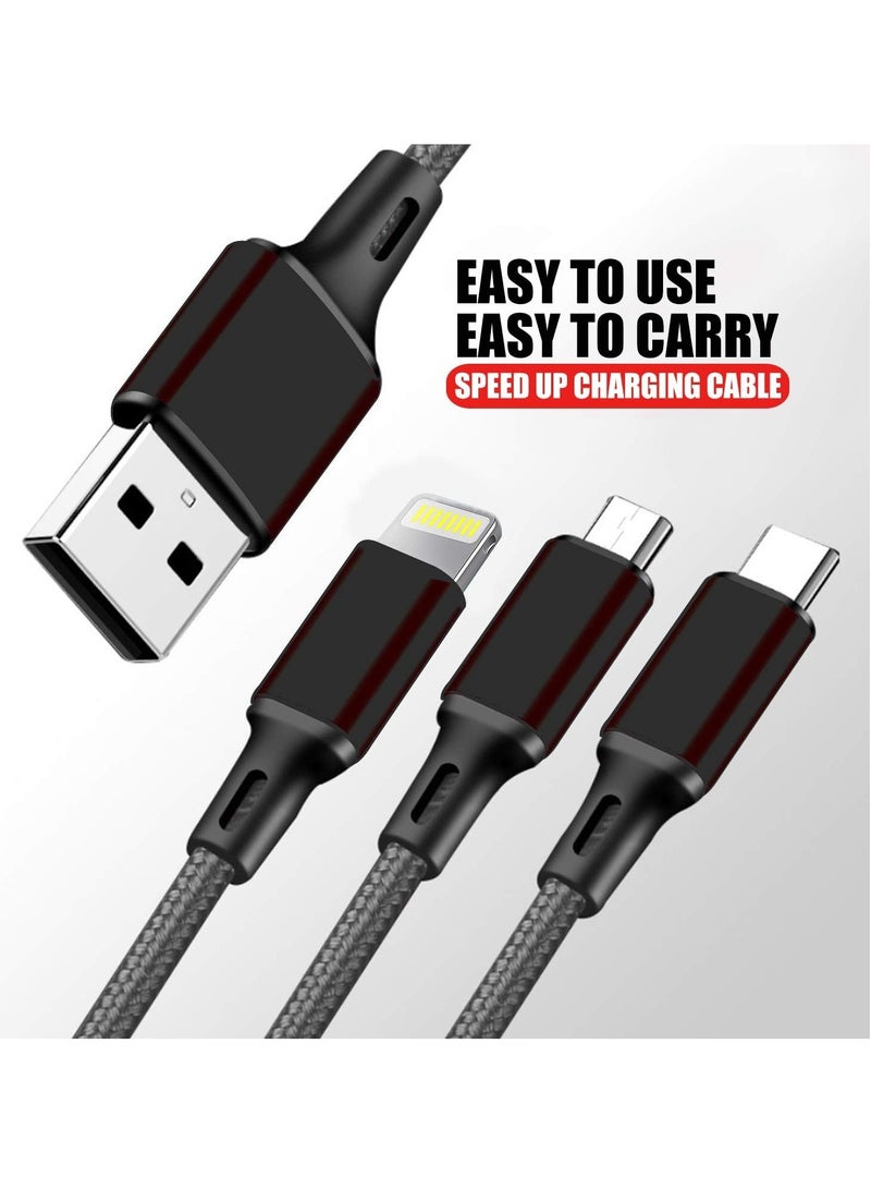 كاسابيلا دى براند كابل شحن متعدد 3 في 1، USB-A إلى USB-C، Micro-USB، وموصل Lightning - سلك شحن سريع مضفر من النايلون المتين للهواتف والأجهزة اللوحية والكاميرات والأجهزة الأخرى - Image 5