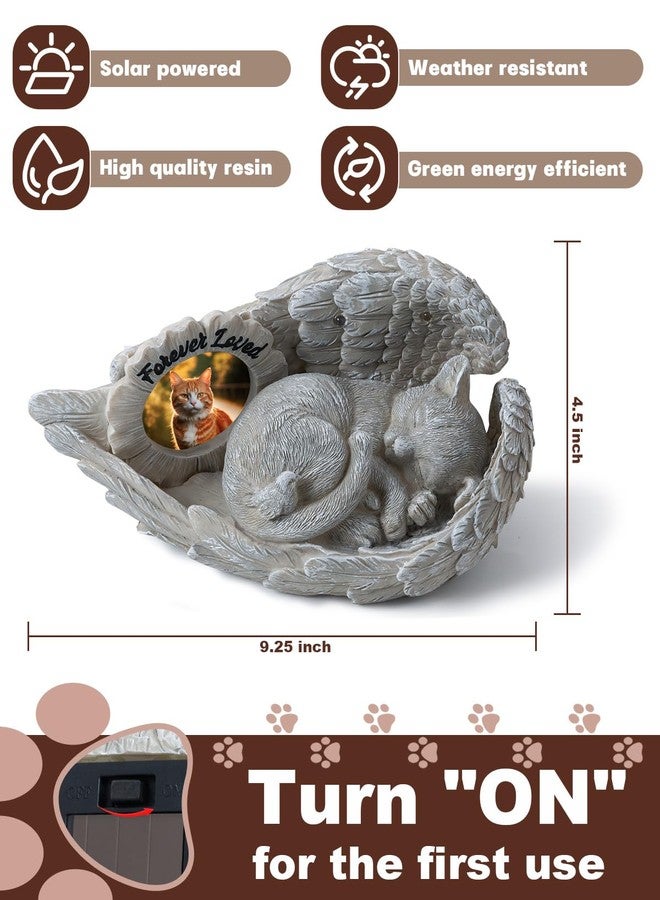 MoDinity Cat Memorial Gift, Angel Memorial Cat Statue with Photo Frame, Forever My Guardian Angel Garden Solar Light Cats for Pet Memorial Stone - Image 5