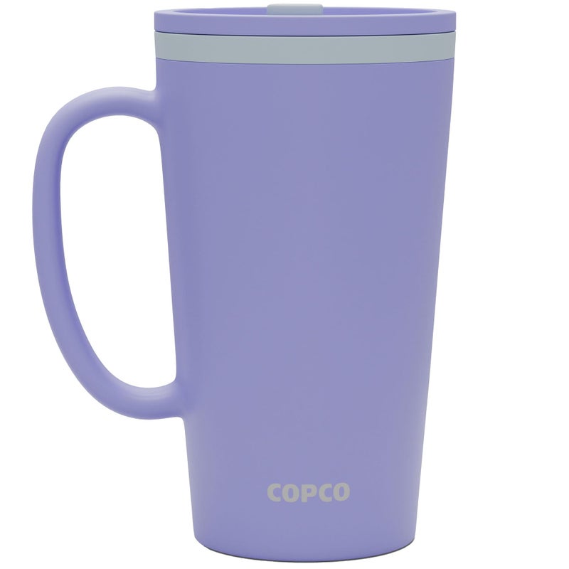 Copco Cone 16oz Insulated Travel Mug with Handle, Double Wall Reusable Plastic Tumbler, Twist-Off Leak-Resistant Lid, Slide-Closure Spout, BPA-Free, Microwave & Dishwasher Safe (Light Purple) - Image 1
