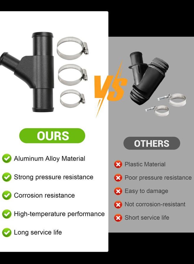 Tofcbye Upgraded Radiator Coolant Y-Pipe(Black), Weldless Aluminum Coolant Hose Connector Pipe, Compatible with Ford F-250 F-350 F-450 F-550 Super Duty 6.0L Powerstroke Diesel Engine 2003 2004 2005 2006 2007 - Image 3