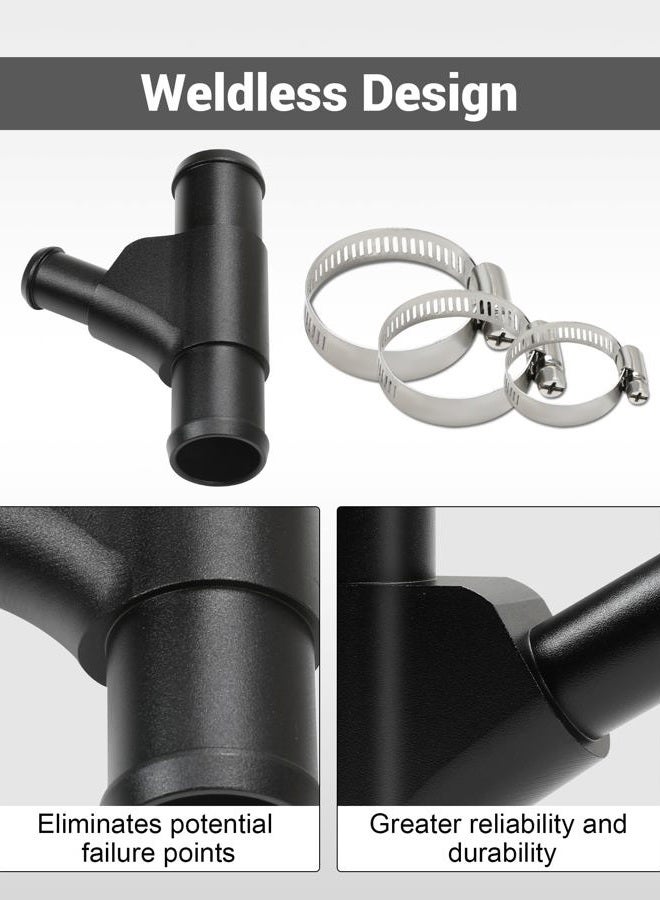 Tofcbye Upgraded Radiator Coolant Y-Pipe(Black), Weldless Aluminum Coolant Hose Connector Pipe, Compatible with Ford F-250 F-350 F-450 F-550 Super Duty 6.0L Powerstroke Diesel Engine 2003 2004 2005 2006 2007 - Image 5
