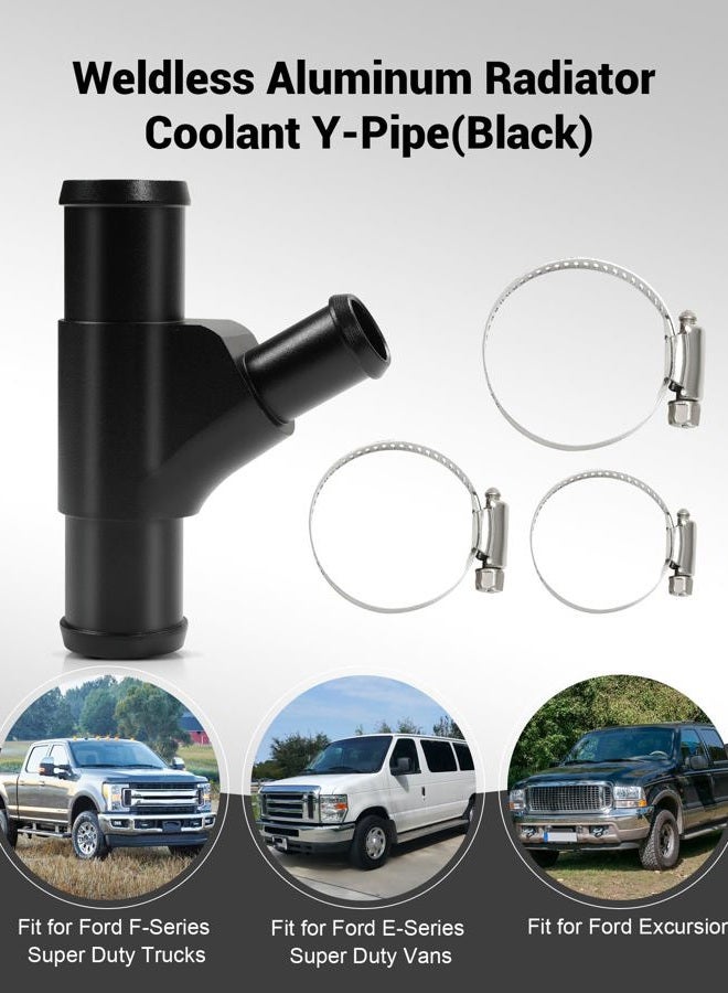 Tofcbye Upgraded Radiator Coolant Y-Pipe(Black), Weldless Aluminum Coolant Hose Connector Pipe, Compatible with Ford F-250 F-350 F-450 F-550 Super Duty 6.0L Powerstroke Diesel Engine 2003 2004 2005 2006 2007 - Image 2
