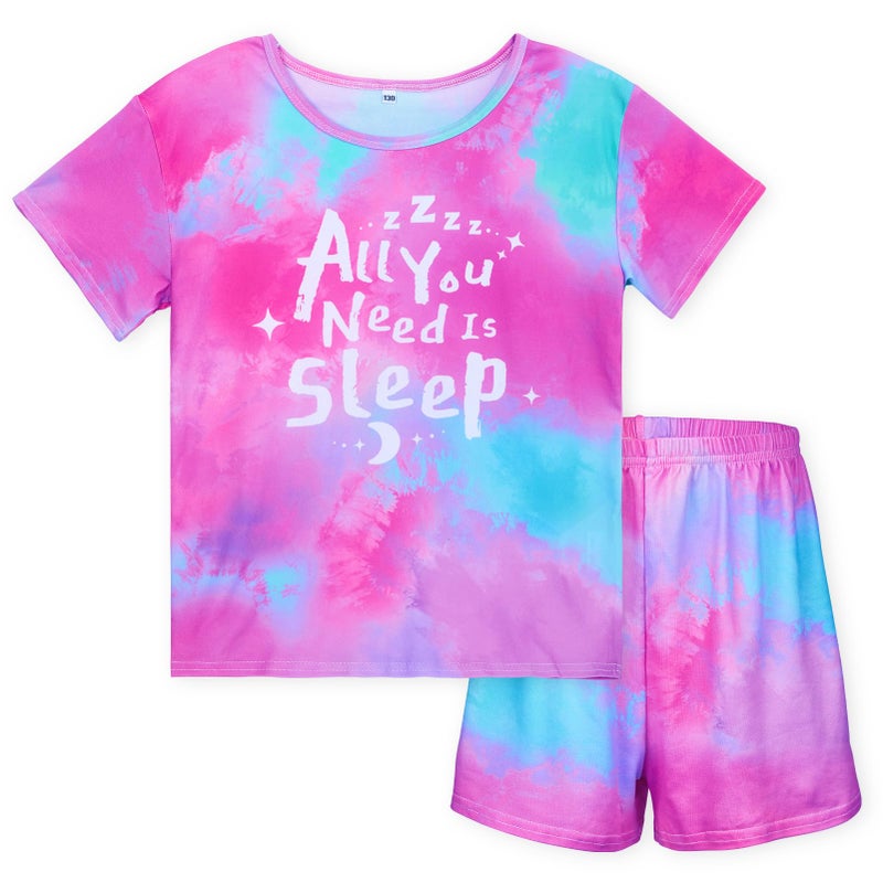 ICOSY Girls Pajamas Set for Kids Pajamas 2 PCS Short Sleeve Top and Shorts Pants for Toddler Girls Clothes Size 8-14 - Image 1