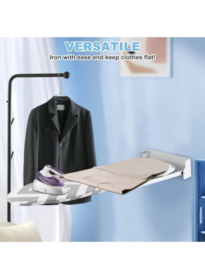 WALALLA Wall Mounted Ironing Board Fold Down Ironing Board Wall Mount Folding Ironing Board Cabinet with Heat Resistant Cover Compact Wall Mount Ironing Board for Home Apartment Small Spaces - Image 5
