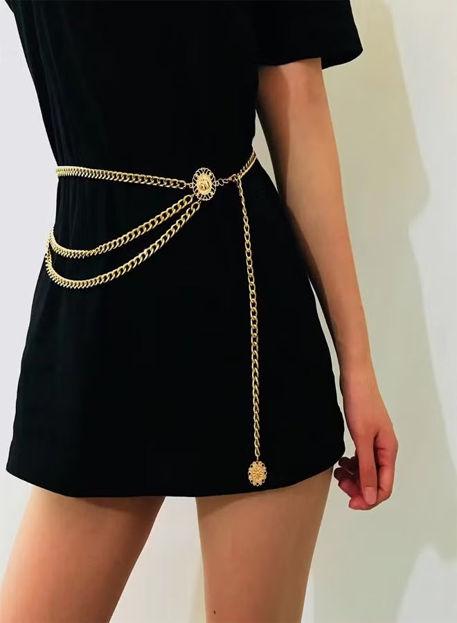 3 Pcs Multi-Layer Metal Waist Chain, Adjustable Gold Body Chain Belt for Women & Girls Summer Beach Jewelry - Image 5