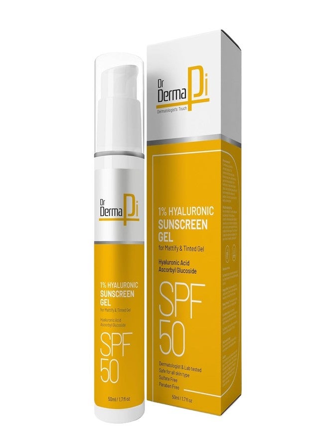 DrDermapi جل واقي من الشمس بحمض الهيالورونيك من دكتور ديرمابي بتركيز 1%، لبشرة موحدة اللون ومشرقة، عامل حماية من الشمس 50، خالٍ من الكبريتات والبارابين (50 مل) - Image 1