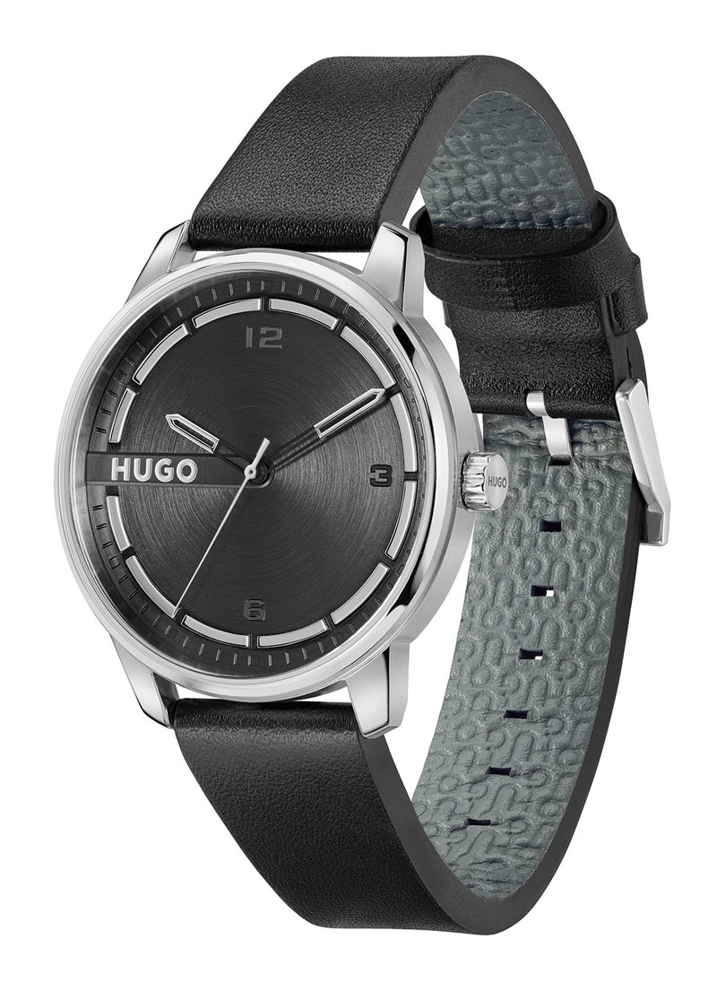 HUGO BOSS HUGO BOSS ROUND ANALOG MEN'S BLACK CASE WATCH - 1530362  - Image 1