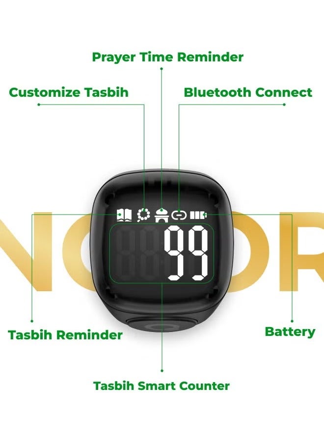 UMEOX iQIBLA Smart Zikr Ring Noor Black 22MM Original - Image 3