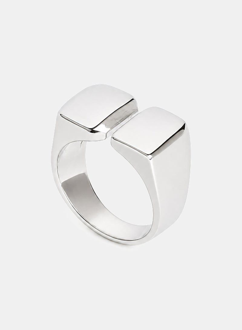 Akher el Ankoud Open Ring With A Double Polished Square Design - Modern And Elegant - Image 1