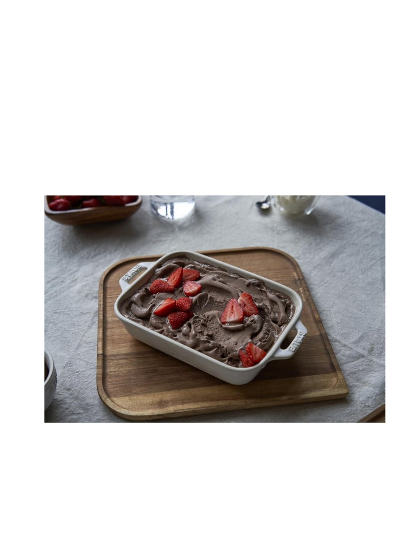 STAUB Ceramic Rectangular Baking Dish Set, 2 pc, Rustic Ivory - Image 4