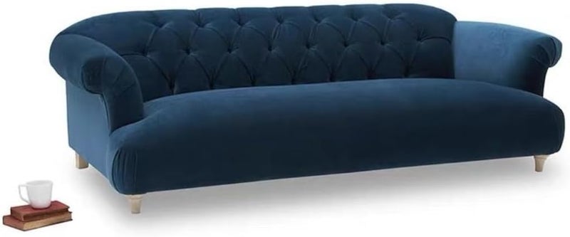 Poppins Home Modern Blue/Yellow/Red Upholstered Sofa with Arm for Living Room (Dark Blue)