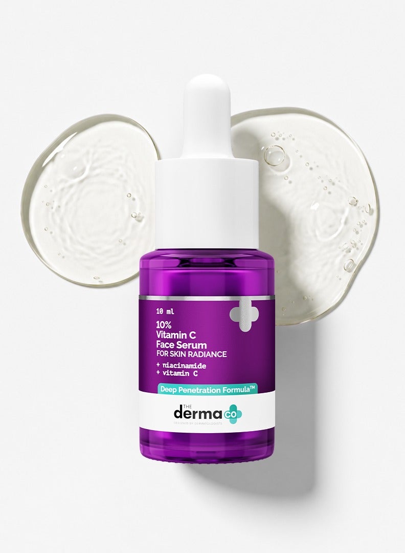 THE derma Co سيروم الوجه من ديرما كو بتركيز 10% فيتامين سي مع فيتامين سي، 5% نياسيناميد وحمض الهيالورونيك 10 مل - Image 1