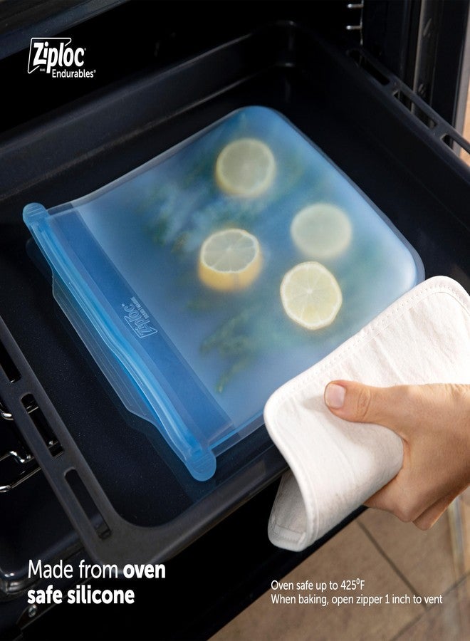 Ziploc Endurables Large Pouch, 8 Cups, Reusable Silicone Bags and Food Storage Meal Prep Containers for Freezer, Oven, and Microwave, Dishwasher Safe - Image 4