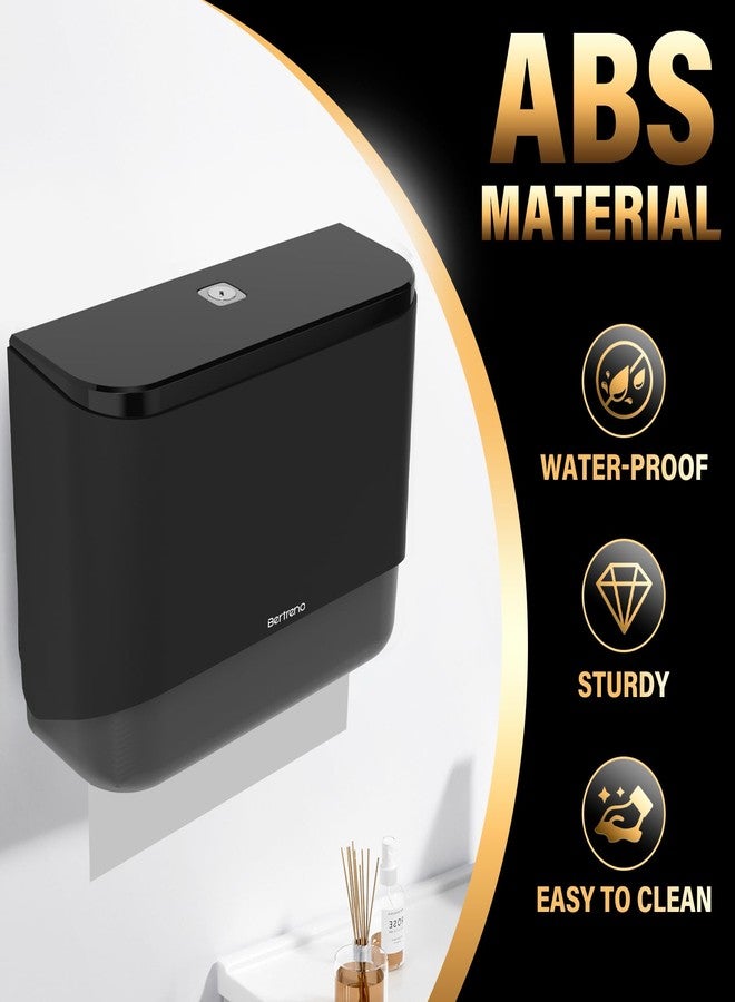 Bertreno Paper Towel Dispenser Wall Mount Multifold/Trifold/C Fold Paper Hand Towel Dispenser Bathroom Commercial Hand Paper Towels Dispensers Adhesive Black - Image 2